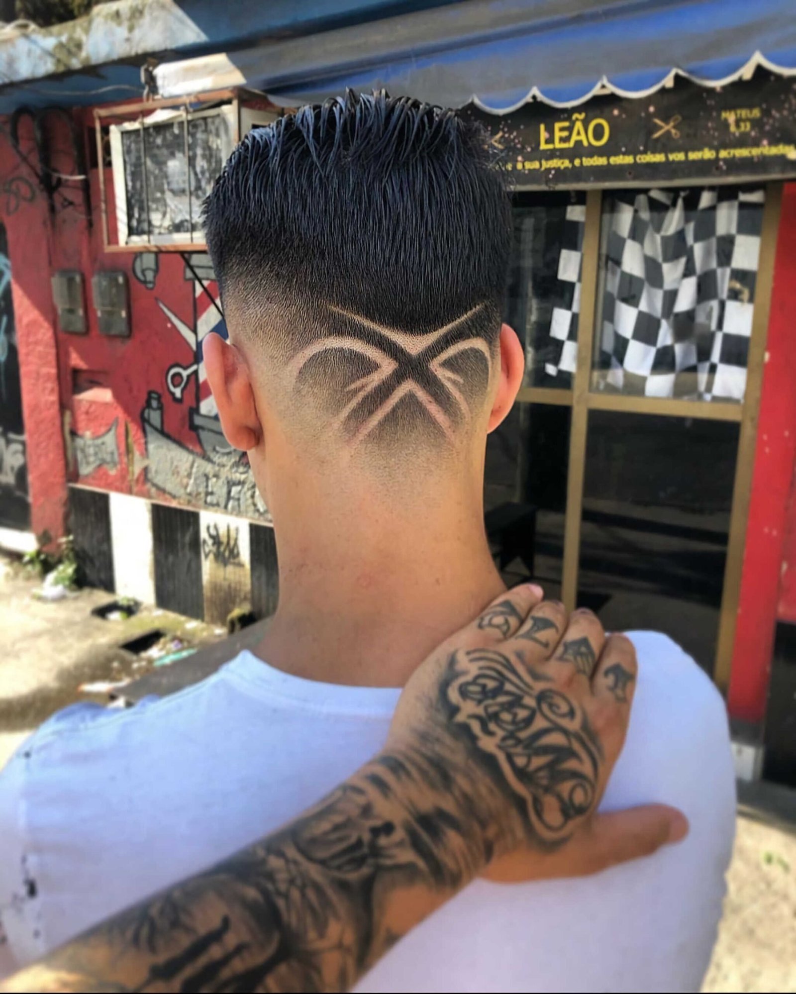Geometric Men’s Haircut and Pompadour 