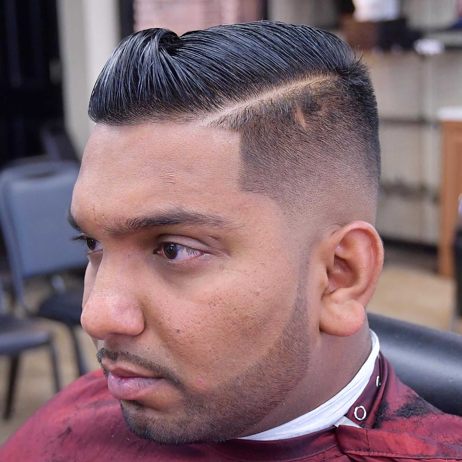 Hard Part Pompadour with Skin Fade