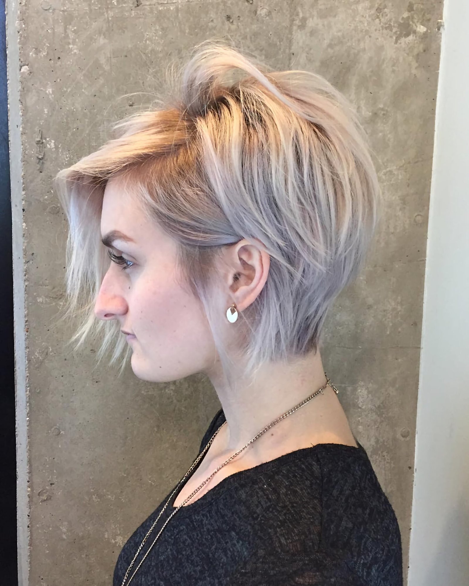 Long pixie bob with side bangs