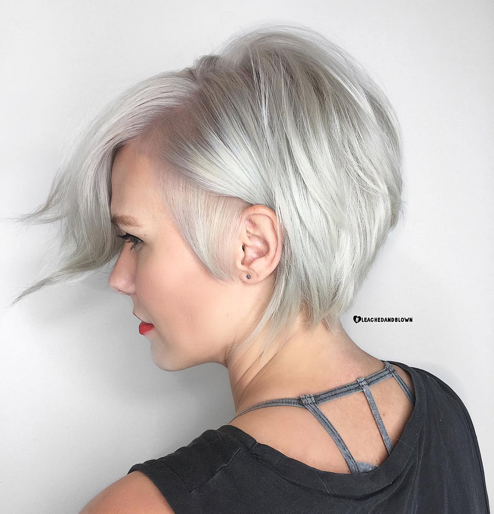 Silver pixie bob with parting
