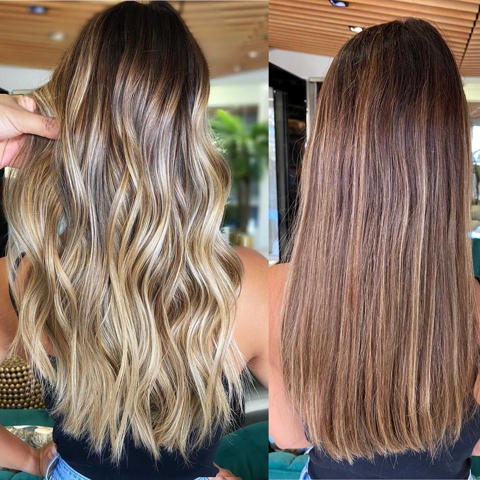 balayage coloring before and after