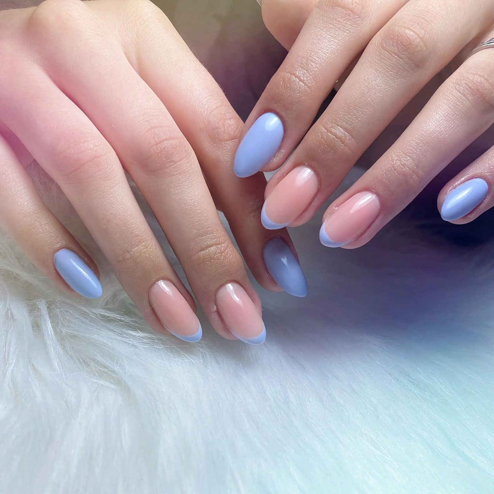 blue french manicure