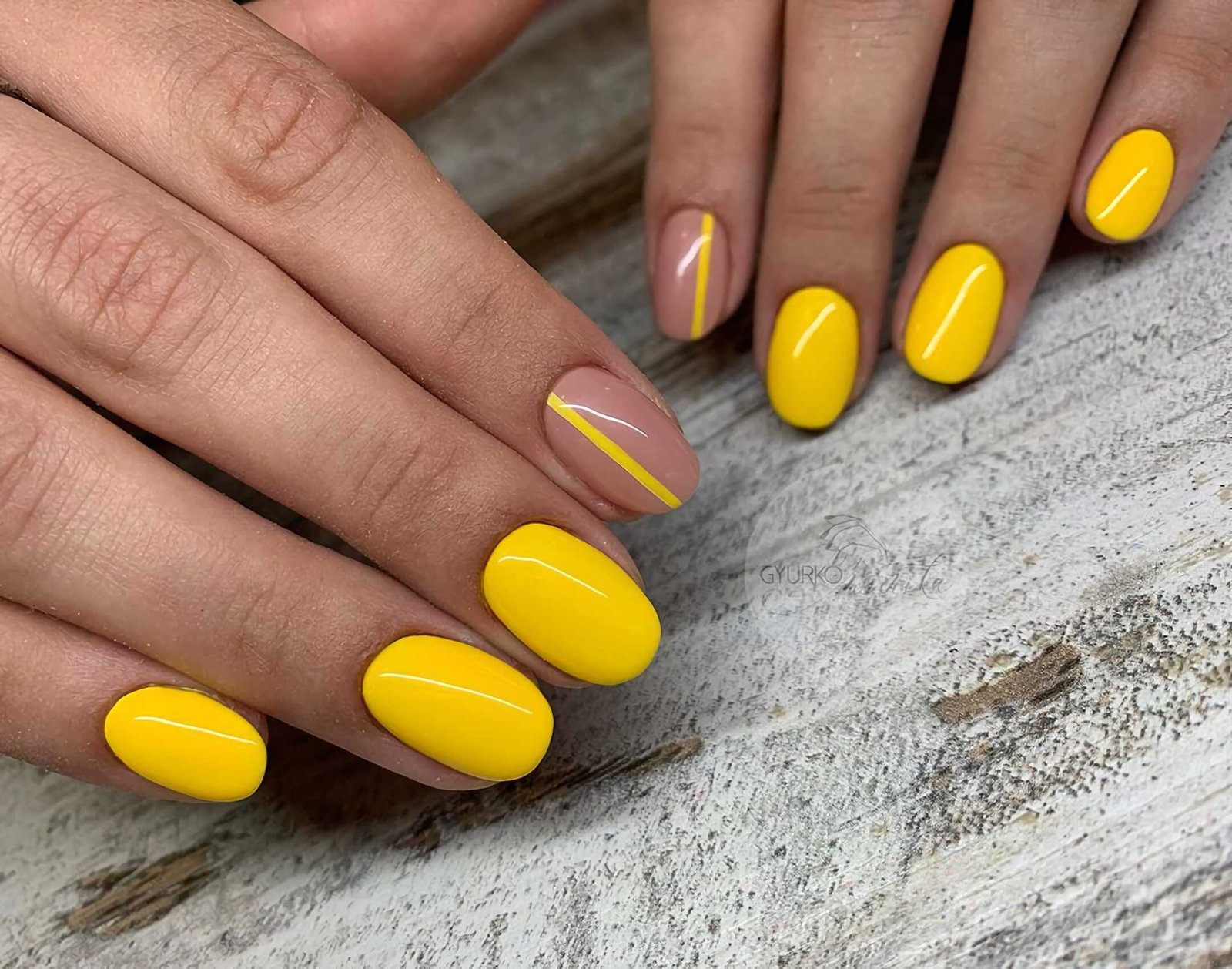 yellow short nails