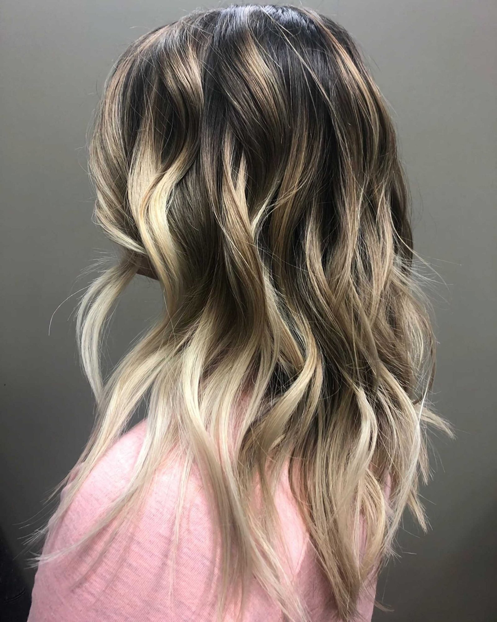 dark balayage with wavy curls