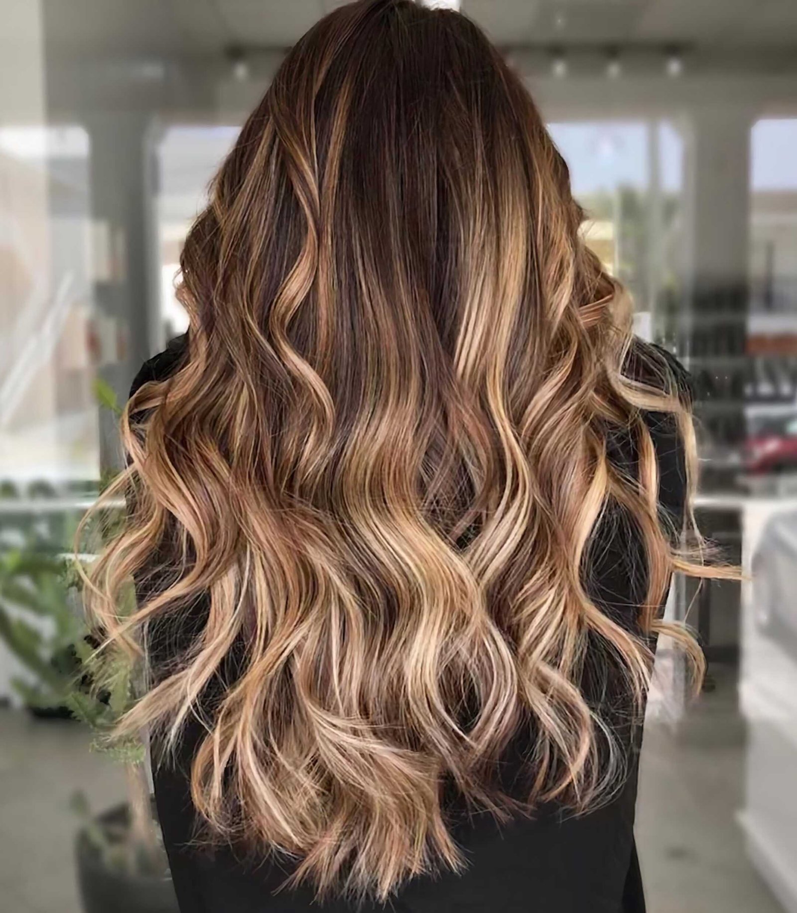 caramel balayage for long hair