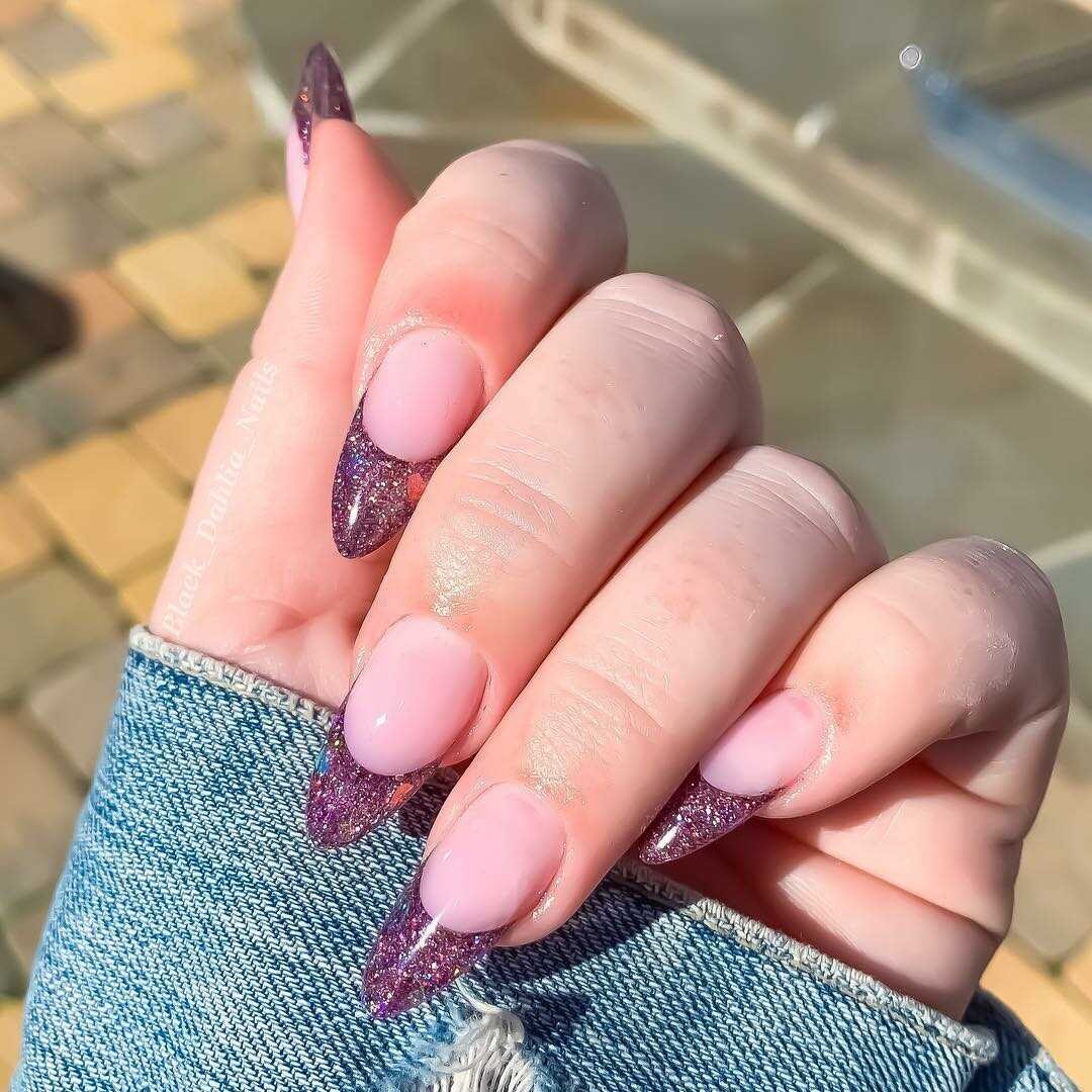 shiny french nails