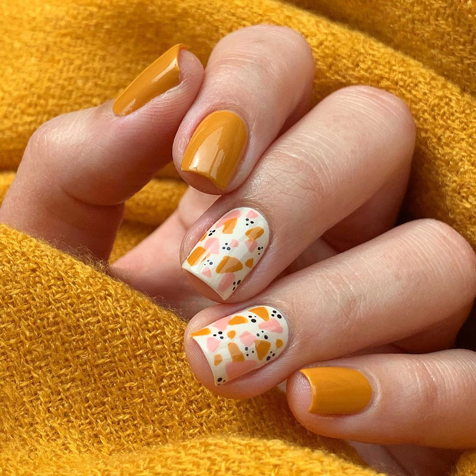 abstract yellow manicure