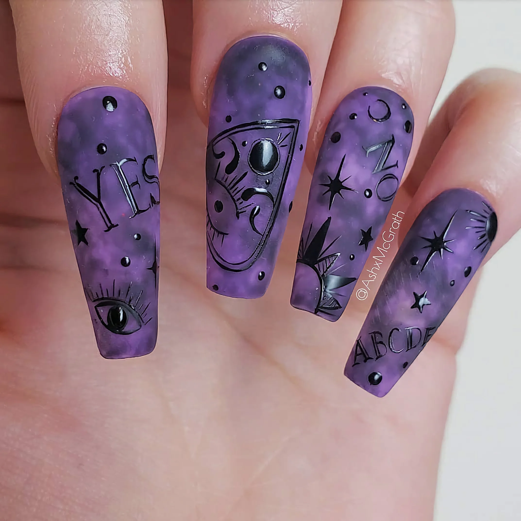 Жуткие хеллоуинские ногти с черным гелем